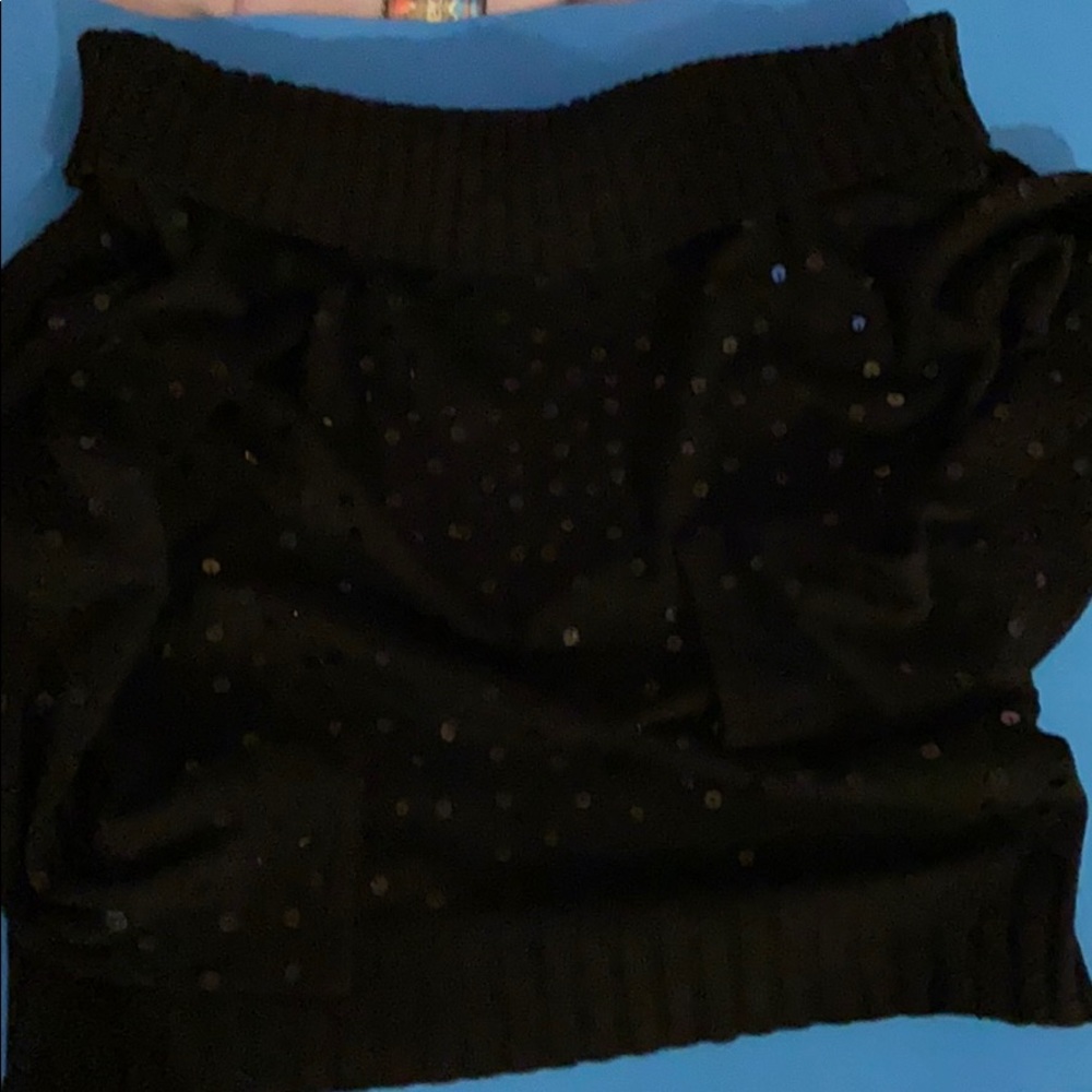 Cabo black sequined sweater -cowl neck